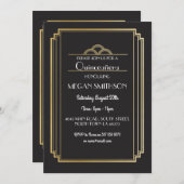 アールデコキンセアニェラ誕生日パーティー招待状金ゴールド15 招待状 (正面/裏面)