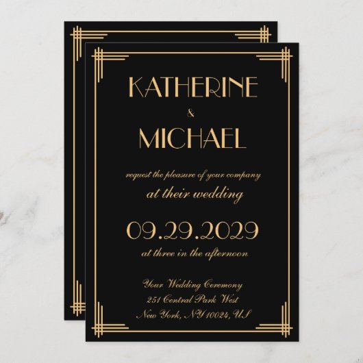 アールデコギャツビーエレガントなウェディング招待状 招待状 (正面/裏面)