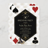 アールデコギャツビーカジノロイヤルトランプのポーカー誕生日 招待状 (正面/裏面)