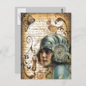 アールデコギャツビーガールパリファッショニスタ ポストカード (正面/裏面)