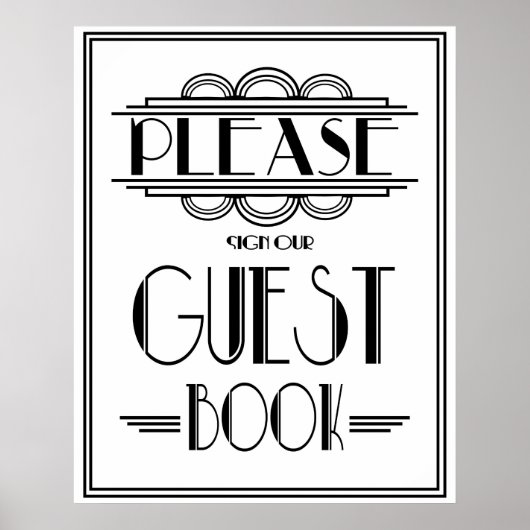 アールデコギャツビースタイル「Please sign our guest book」 ポスター (正面)