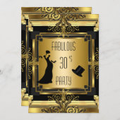 アールデコギャツビートファブラス誕生日レトロ4D 招待状 (正面/裏面)