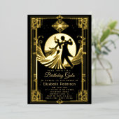 アールデコギャツビー禁止ローリング20s誕生日 箔招待状 (立ち正面)