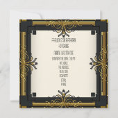 アールデコギャツビー素晴らしい50 50th金ゴールドクリームブラック 招待状 (裏面)