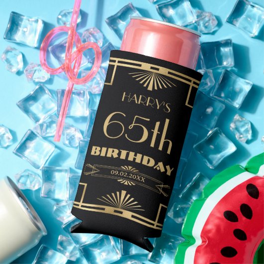 アールデコギャツビーRoaring 20sブラック金ゴールド誕生日 スリム缶クーラー (インサイチュ 夏)