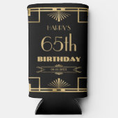 アールデコギャツビーRoaring 20sブラック金ゴールド誕生日 スリム缶クーラー (正面)