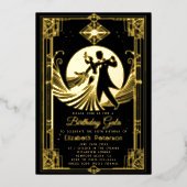 アールデコギャツビーRoaring 20s禁止誕生日 箔招待状 (正面)