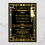 アールデコギャツビーRoaring 20s 30th 実在 Birthday 箔招待状<br><div class="desc">この豪華なヴィンテージアートのデコをパーソナライズ素晴らし20テーマ30thバースデーパーティーホイルの招待状を簡単かつ迅速に実在、単にデザインツールを使用して編集ボタンを押して、文字のスタイルと配置をさらに再配列し、フォーマットする。すべての文字は編集可能。シックなアートデコフレームとブラックと金ゴールドの配色を搭載。一致するアイテムをストアで利用可能！ハHappy Cat Studio</div>