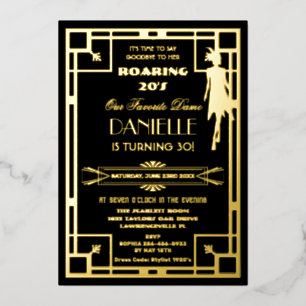 アールデコギャツビーRoaring 20s 30th 実在 Birthday 箔招待状