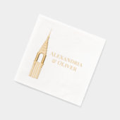 アールデコクライスラー建物結婚NYCのカップル 箔ナプキン (左)
