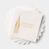 アールデコクライスラー建物結婚NYCのカップル 箔ナプキン (インサイチュ (積み重ね))