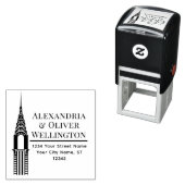 アールデコクライスラー建物NYCカップル セルフインキングスタンプ (インサイチュ)