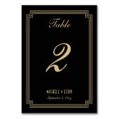 アールデコクラシックフレ結婚ームの黒金ゴールド テーブルナンバー (裏面)