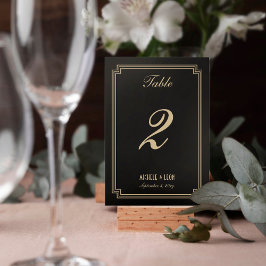 アールデコクラシックフレ結婚ームの黒金ゴールド テーブルナンバー