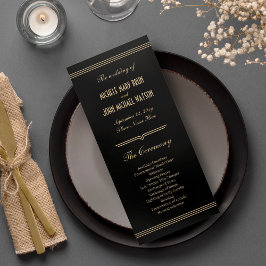 アールデコクラシックブラック結婚式 プログラムカード