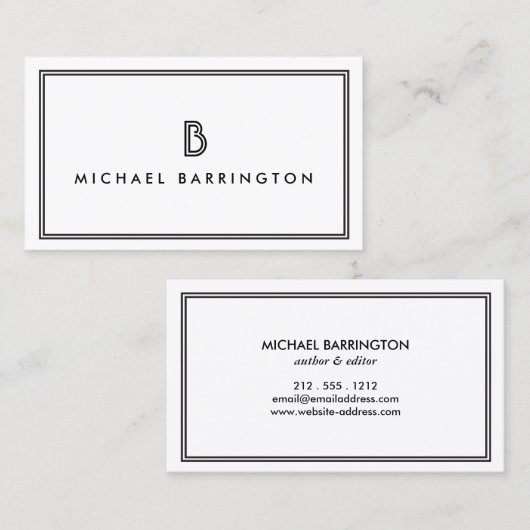 アールデコクラシックモノグラムイニシャルロゴII 名刺 (正面/裏面)