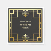 アールデコクラシックヴィンテージウェディングディナーカクテル スタンダードカクテルナプキン (正面)