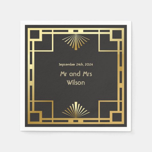 アールデコクラシックヴィンテージウェディングディナーカクテル スタンダードカクテルナプキン (正面)