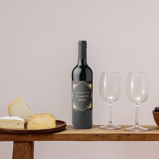 アールデコクラシックヴィンテージウェディングワインラベル ワインラベル