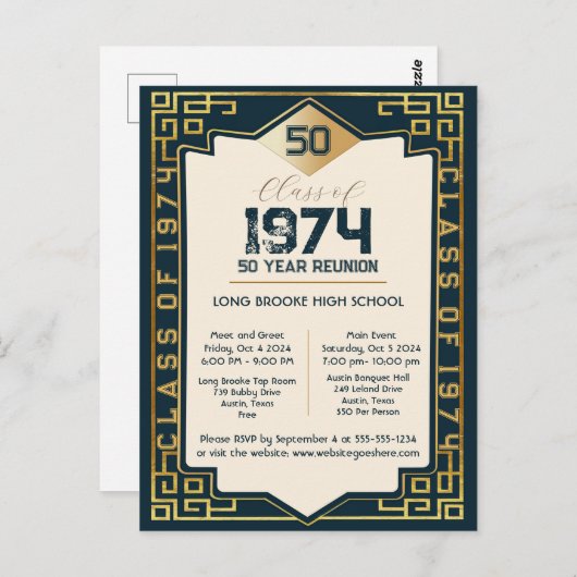 アールデコクラス1974 50年高校懇親会 ポストカード (正面/裏面)