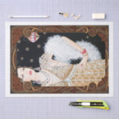 アールデコクリスマスの女性のデコパージュ 薄葉紙 (クラフト)