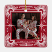 アールデコクリスマススターホリデーレッド セラミックオーナメント (裏面)