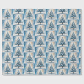 アールデコクリスマスツリーブルーラグジュアリーオーナメント ラッピングペーパー (フラット)