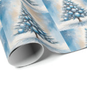 アールデコクリスマスツリーブルーラグジュアリーオーナメント ラッピングペーパー (ロールコーナー)