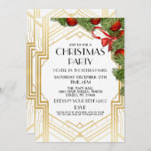 アールデコクリスマス招待状ギャツビー1920のパーティー金ゴールド 招待状 (正面/裏面)