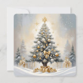 アールデコクリスマス豪華な金ゴールドの弓とギフト シーズンカード (正面)