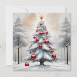 アールデコクリスマス赤オーナメント冬 シーズンカード