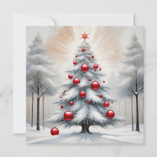 アールデコクリスマス赤オーナメント冬 シーズンカード (正面)