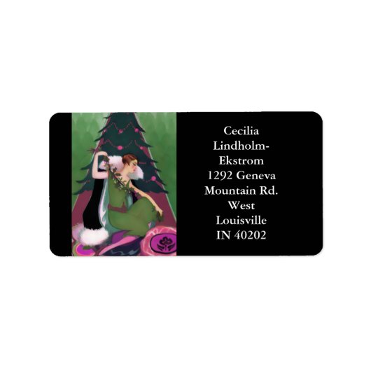 アールデコクリスマス，パスカリン，オリーブ，バラ，森 ラベル (正面)