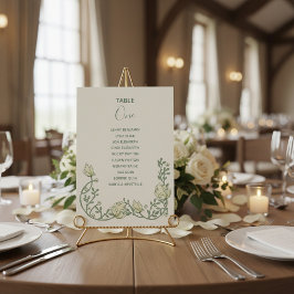 アールデコクリームフラワーテーブル番号座席表 招待状