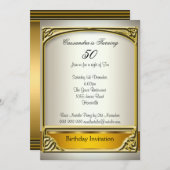 アールデコクリーム金ゴールド50番目の誕生日招待状 招待状 (正面/裏面)