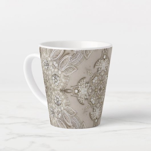 アールデコグラマラスヴィンテージファッショングレーベージュ カフェラテマグ (左アングル)