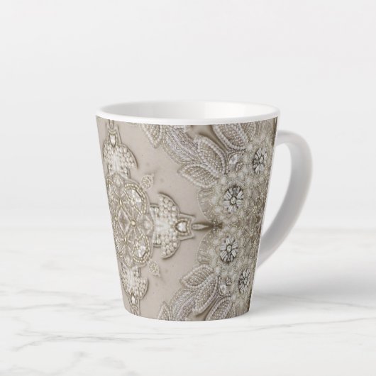 アールデコグラマラスヴィンテージファッショングレーベージュ カフェラテマグ (右アングル)