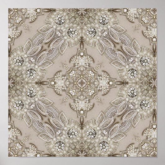 アールデコグラマラスヴィンテージファッショングレーベージュ ポスター (正面)