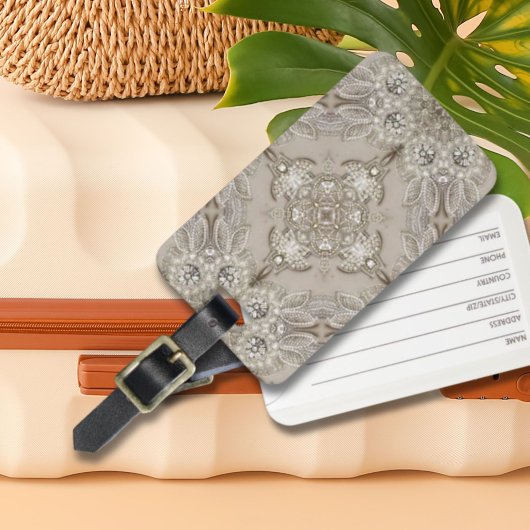 アールデコグラマラスヴィンテージファッショングレーベージュ ラゲッジタグ