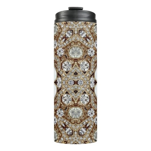 アールデコグラマラスヴィンテージファッションベージュ金ゴールド タンブラー (正面)