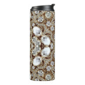 アールデコグラマラスヴィンテージファッションベージュ金ゴールド タンブラー (回転左)