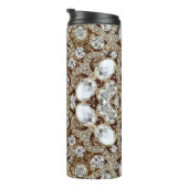 アールデコグラマラスヴィンテージファッションベージュ金ゴールド タンブラー (回転右)