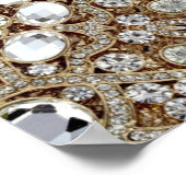 アールデコグラマラスヴィンテージファッションベージュ金ゴールド ポスター (角)