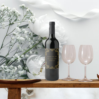 アールデコグラマラス金ゴールドオンブラック ワインラベル