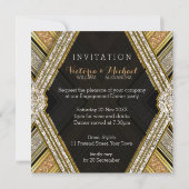 アールデコグラマー婚約パーティ招待状 招待状 (裏面)