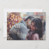 アールデコグラマー |ネイビーブルーバラ金ゴールド装飾品 セーブザデート (正面)