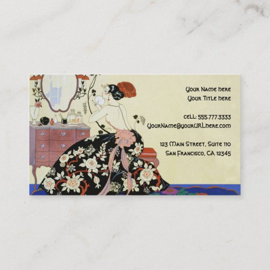 アールデコグラマー・レディ、女優またはメイクアップ・アーティスト 名刺 (裏面)