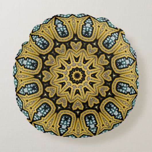 アールデコグラムダイアム金ゴールドラウンドピロー ラウンドクッション (正面)