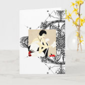 アールデコグリーティングカードノートカード カード (黄色い花)