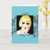 アールデコグリーティングカードノートカード カード (黄色い花)